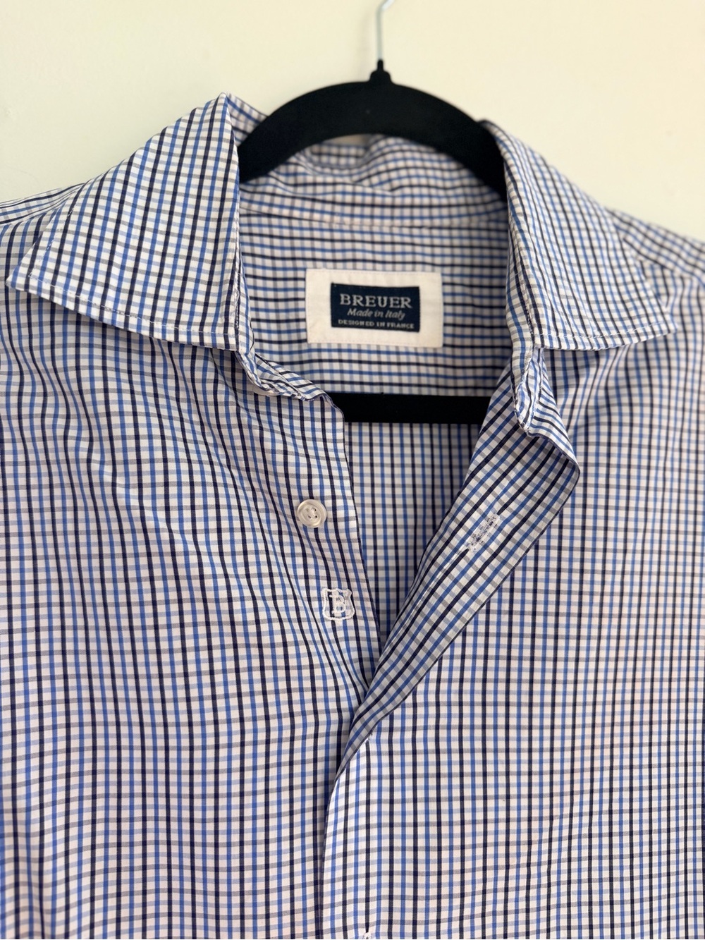 NWOT Breuer Gingham Button Down in Blue & White Size Small